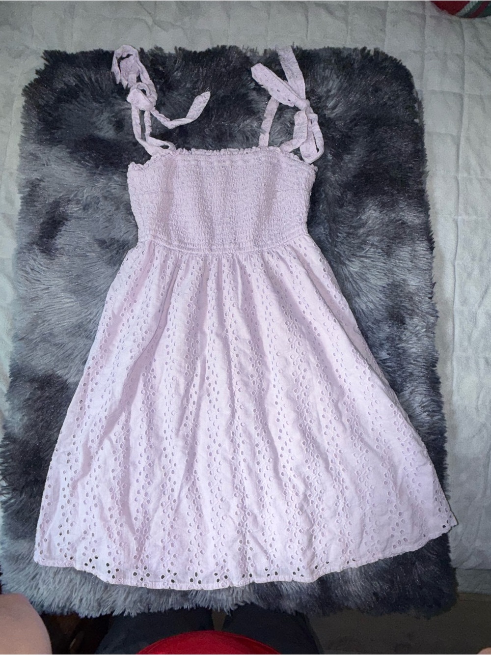 Hollister Pastel Pink Eyelet Tie-Shoulder Sundress